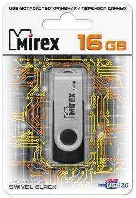 Флеш накопитель 16GB Mirex Swivel, USB 2.0, Черный