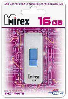 Флеш накопитель 16GB Mirex Shot, USB 2.0, Белый 2034622221