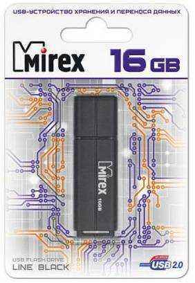 Флеш накопитель 16GB Mirex Line, USB 2.0, Черный