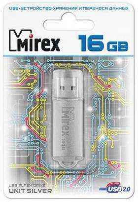 Флеш накопитель 16GB Mirex Unit, USB 2.0, Серебро