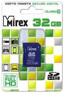 Флеш карта SD 32GB Mirex SDHC Class 10 (13611-SD10CD32)