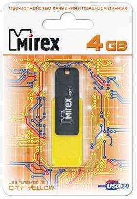 Флешка 4Gb Mirex City USB 2.0 желтый черный 13600-FMUCYL04 2034622260