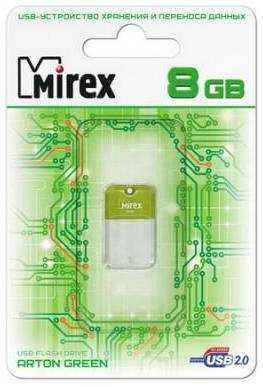 Флешка 8Gb Mirex 8GB Mirex Arton, USB 2.0, Зеленый USB 2.0 зеленый 13600-FMUAGR08 2034622756