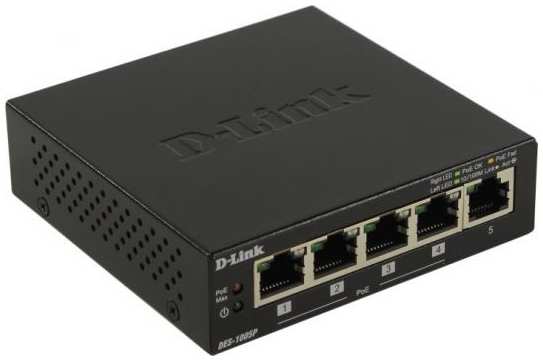 Коммутатор D-Link Switch DES-1005P/B1A с 5 портами 10/100Base-TX 4 порта с поддержкой PoE 2034648883