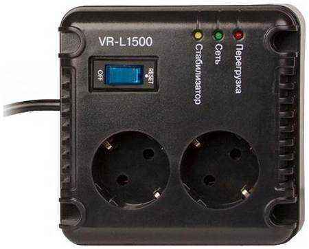Stabilizer SVEN VR-L1500, Relay, 500W, 184-285v, 2 euro outlets, 1 розетка ІЕС 320, black, 124 ? 119 ? 124mm, 2.09kg