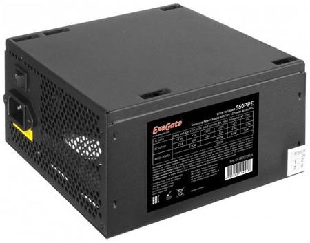 Exegate EX282072RUS-S Блок питания 550W ExeGate 550PPE, ATX, SC, black, APFC, 12cm, 24p+(4+4)p PCI-E, 3*IDE, 5*SATA, FDD