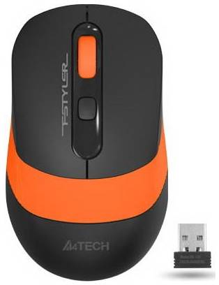 Мышь беспроводная A4TECH Fstyler FG10 чёрный оранжевый USB