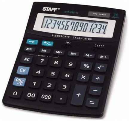 Калькулятор настольный STAFF STF-888-16 (200х150 мм), 16 разрядов, двойное питание, 250183 2034705691