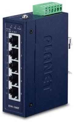 Planet IP30 Compact size 5-Port 10 / 100TX Fast Ethernet Switch (-40~75 degrees C) (ISW-500T)