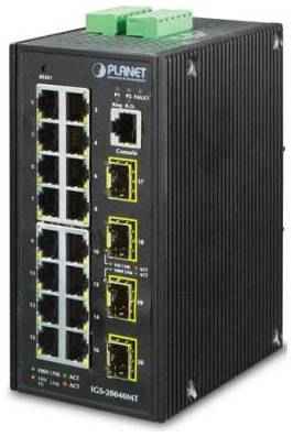 Planet IP30 Industrial 16* 10/100/1000TP + 4* 100/1000F SFP Full Managed Ethernet Switch (-40 to 75 degree C, 2*DI, 2*DO), ERPS Ring, 1588