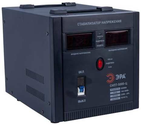 Стабилизатор напряжения Эра СНПТ-5000-Ц электронный однофазный черный