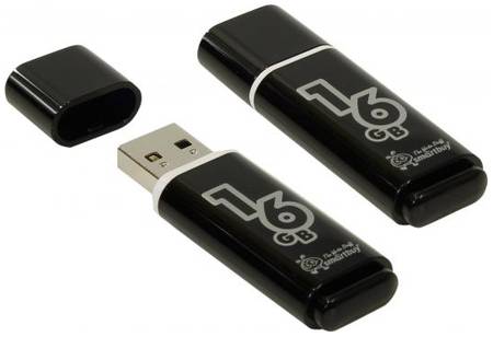 Флешка 16Gb Smart Buy Glossy USB 2.0 USB 2.0 черный