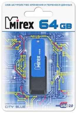 Флешка 64Gb Mirex City USB 2.0 синий черный 13600-FMUCIB64