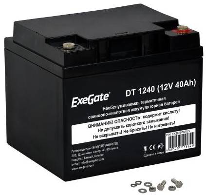 Exegate EX282976RUS Exegate EX282976RUS Аккумуляторная батарея ExeGate DT 1240 (12V 40Ah), клеммы под болт М5 (DT 1240 (12V 40Ah))