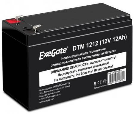 Exegate EX282967RUS Exegate EX282967RUS Аккумуляторная батарея ExeGate DTM 1212 (12V 12Ah 1251W), клеммы F2 (DTM 1212 (12V 12Ah 1251W))