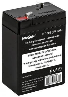Exegate EX282950RUS Exegate EX282950RUS Аккумуляторная батарея ExeGate DT 606 (6V 6Ah), клеммы F1 2034753090