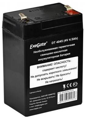 Exegate EX282943RUS Exegate EX282943RUS Аккумуляторная батарея ExeGate DT 4045 (4V 4.5Ah), клеммы F1 2034753091