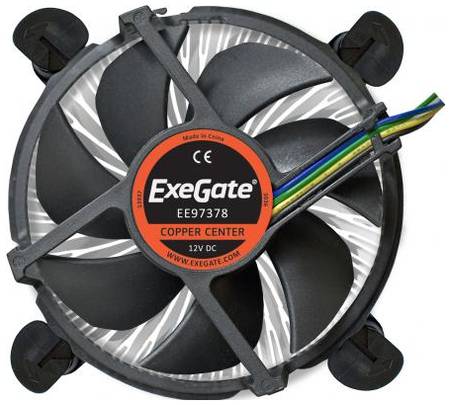Exegate EX283278RUS Кулер ExeGate EE97378, Al + Copper, S1150/1151/1155/1156, TDP 95W, Hydro bearing, 4pin, 23.5db, BOX 2034753342