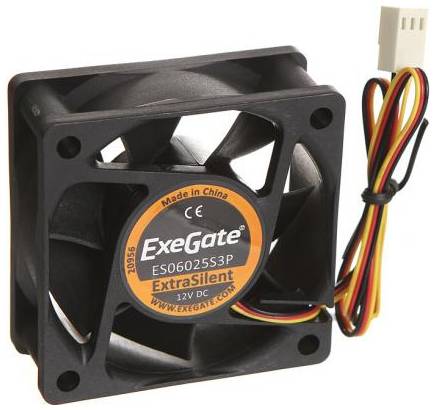 Exegate EX283370RUS Вентилятор ExeGate ExtraSilent ES06025S3P, 60x60x25 мм, подшипник скольжения, 3pin, 2500RPM, 22dBA 2034753381