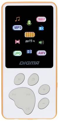 Плеер Hi-Fi Flash Digma S4 8Gb белый/оранжевый/1.8/FM/microSDHC 2034795430