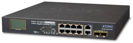 Planet 8-Port 10 / 100TX 802.3at PoE + 2-Port Gigabit TP / SFP combo Desktop Switch with LCD PoE Monitor (120W) (FGSD-1022VHP)