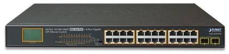 Planet 24-Port 10/100/1000T 802.3at PoE + 2-Port 1000SX SFP Gigabit Switch with LCD PoE Monitor (300W PoE Budget, Standard/VLAN/Extend mode) 2034797899