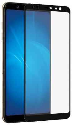 Закаленное стекло с цветной рамкой (fullscreen) для Samsung Galaxy A6 (2018) DF sColor-48 (black)