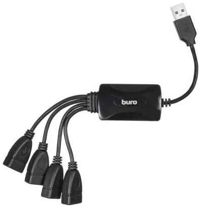Разветвитель USB 2.0 Buro BU-HUB4-0.3-U2.0-Splitter 4порт