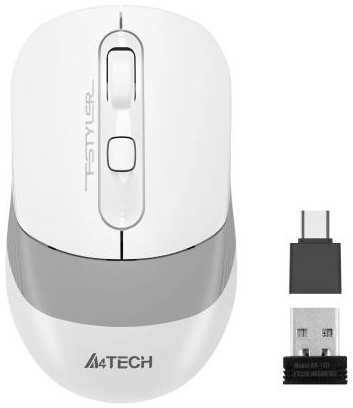 Мышь беспроводная A4TECH Fstyler FG10CS Air белый серый USB + радиоканал 2034940407