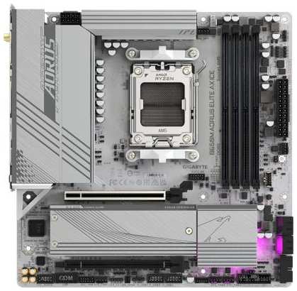 Материнская плата Gigabyte B650M A ELITE AX ICE SocketAM5 AMD B650 4xDDR5 mATX AC`97 8ch(7.1) 2.5Gg RAID+HDMI+DP 2034948754