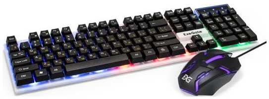 Комплект ExeGate Professional Standard Combo MK140 с подсветкой (клавиатура влагозащищенная 104кл. + мышь оптическая 1000dpi, 3 кнопки и колесо прокр 2034949954