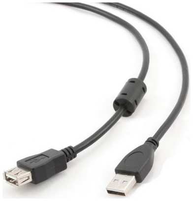 Bion Кабель удлинительный USB 2.0 A-A (m-f), позолоченные контакты, ферритовые кольца, 3м, черный [BXP-CCF-USB2-AMAF-030] 2034965417