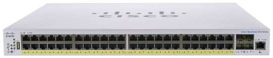 Cisco CBS350 48x10/100/1000 PoE+ ports 370W power budget, 4x 1Gb SFP uplink, 1xFan, Mounting Kit, CBS350-48P-4G