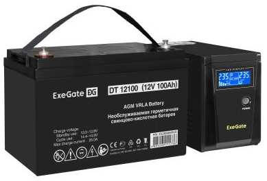 Комплект ИБП EX295986RUS + батарея 100Aч EX282985RUS 1шт (инвертор, синус, для котла) ExeGate SineTower SZ-600.LCD.AVR.1SH<600VA/360W, чистый сину 2034971488