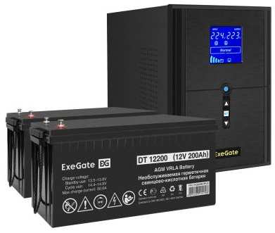 Комплект ИБП EX295989RUS + батарея 200Aч EX282991RUS 2шт (инвертор, синус, для котла) ExeGate SineTower SZ-2000.LCD.AVR.3SH.1C13.USB<2000VA/1600W 2034971492
