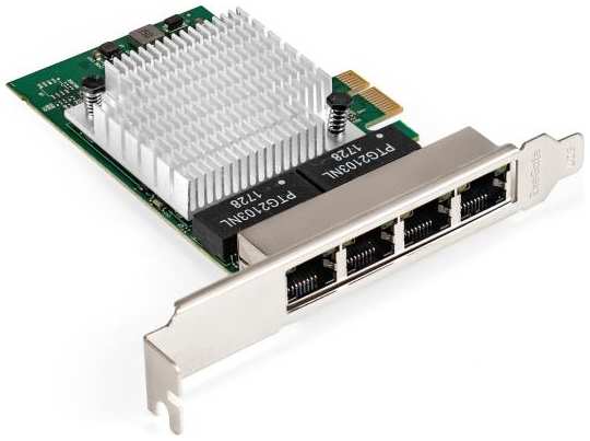 Сетевой адаптер ExeGate EXE-564 (PCI-E x1 v2.0, 4xRJ45, UTP 10/100/1000Mbps, Realtek Chipset RTL8111H+ASM1184e) 2034979472