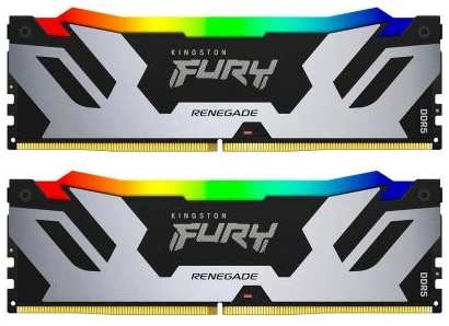 Оперативная память для компьютера 64Gb (2x32Gb) PC5-51200 6400MHz DDR5 DIMM CL32 Kingston Fury Renegade RGB KF564C32RSAK2-64