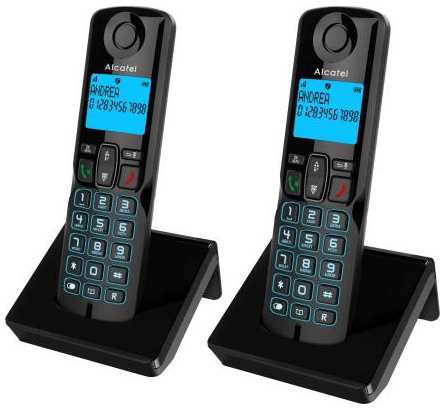 Р/Телефон Dect Alcatel S250 Duo ru black черный (труб. в компл.:2шт) АОН 2034982676