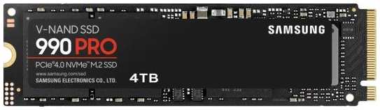 Твердотельный накопитель SSD M.2 4 Tb Samsung 990 PRO Read 7450Mb/s Write 6900Mb/s 3D NAND TLC