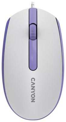 Canyon Wired optical mouse with 3 buttons, DPI 1000, with 1.5M USB cable,White lavender, 65*115*40mm, 0.1kg 2034988091