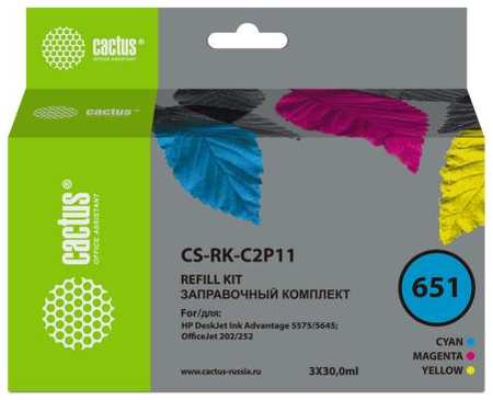 Заправочный набор Cactus CS-RK-C2P11 №651 голубой/пурпурный/желтый 3x30мл для HP DJ 5575/5645 2034989601