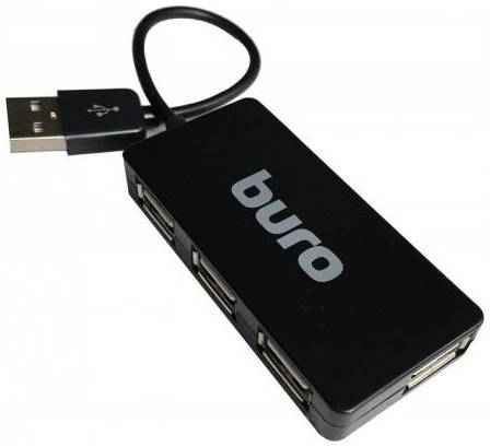 Концентратор USB 2.0 BURO BU-HUB4-U2.0-SLIM 4 порта 4 x USB 2.0 черный 203509541
