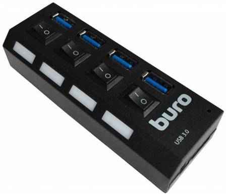 Концентратор USB 3.0 BURO BU-HUB4-U3.0-L 4 х USB 3.0 черный 203509542