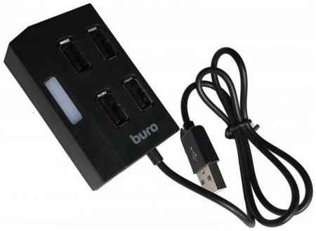Концентратор USB 2.0 BURO BU-HUB4-U2.0 4 x USB 2.0 черный 203509548