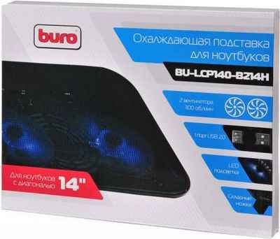 Подставка для ноутбука 14 Buro BU-LCP140-B214H металл/пластик 1100об/мин 20db черный 203581670