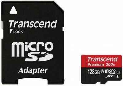 Карта памяти Micro SDXC 128Gb Class 10 Transcend TS128GUSDU1 400x + адаптер SD