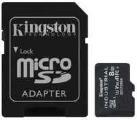 Промышленная карта памяти microSDHC Kingston, 8 Гб Class 10 UHS-I U3 V30 A1 TLC в режиме pSLC, темп. режим от -40? до +85?, с адаптером (SDCIT2/8GB)