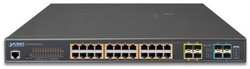 Коммутатор/ PLANET L2+/L4 24-Port 10/100/1000T 75W Ultra PoE with 4 shared SFP + 4-Port 10G SFP+ Managed Switch, with Hardware Layer3 IPv4/IPv6 Static