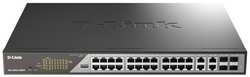 D-Link Smart L2 Surveillance Switch 24х1000Base-T PoE (8 PoE ports 802.3bt 90W), 4xCombo 1000Base-T PoE/SFP, PoE Budget 518W, Long-range PoE up to 250