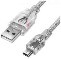 Green Connection Greenconnect Кабель PROF 5.0m USB 2.0, AM/mini 5P, прозрачный, ферритовые кольца, 28/24 AWG, экран, армированный, морозостойкий, GCR-UM1M5P-BD2S-5.0m